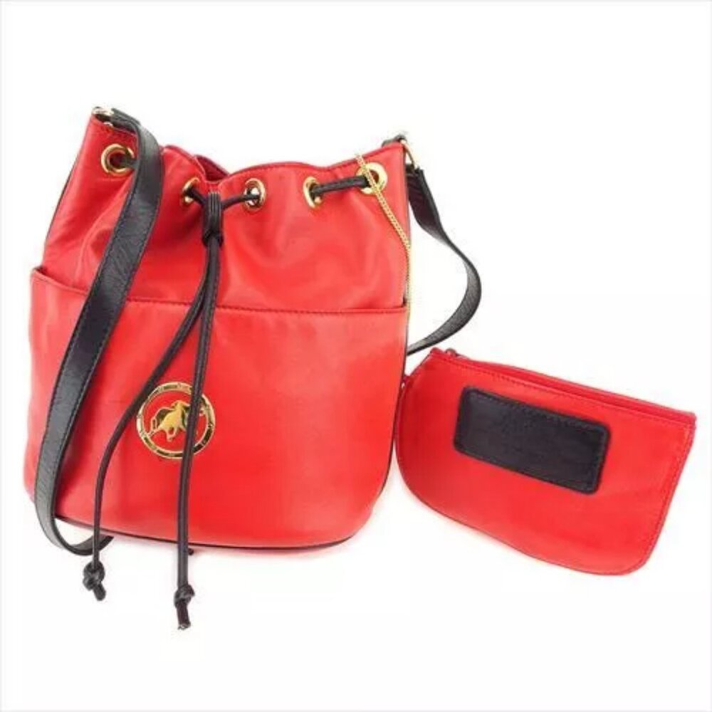 HUNTING WORLD Shoulder bag Red Black leather Woman Authentic
